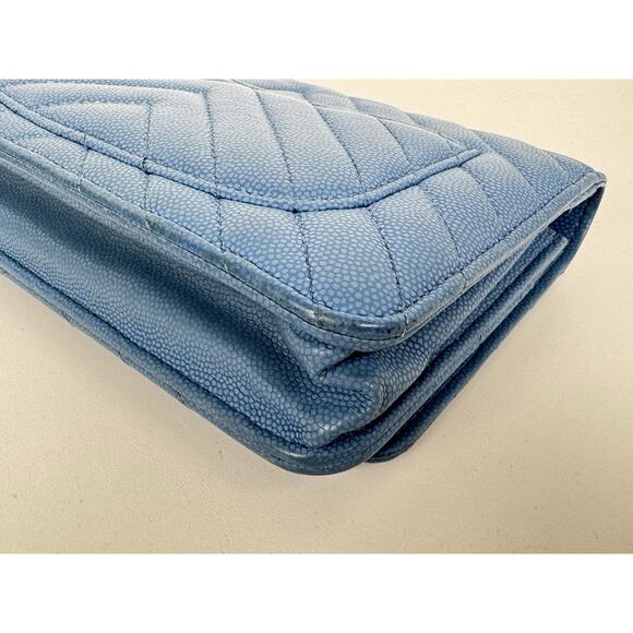 Chanel Wallet on Chain Blue Chevron Caviar Leather B-6 - Picture 10 of 16